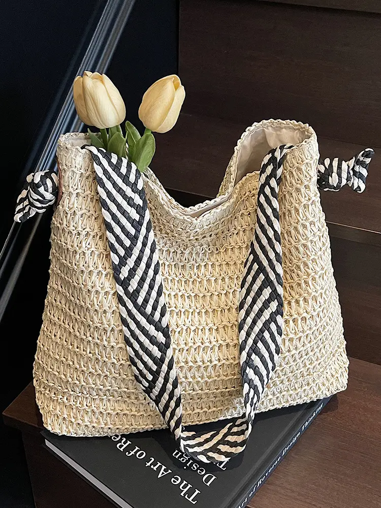 2025 New Straw Tote Bag Women Beach Casual Large Capacity
