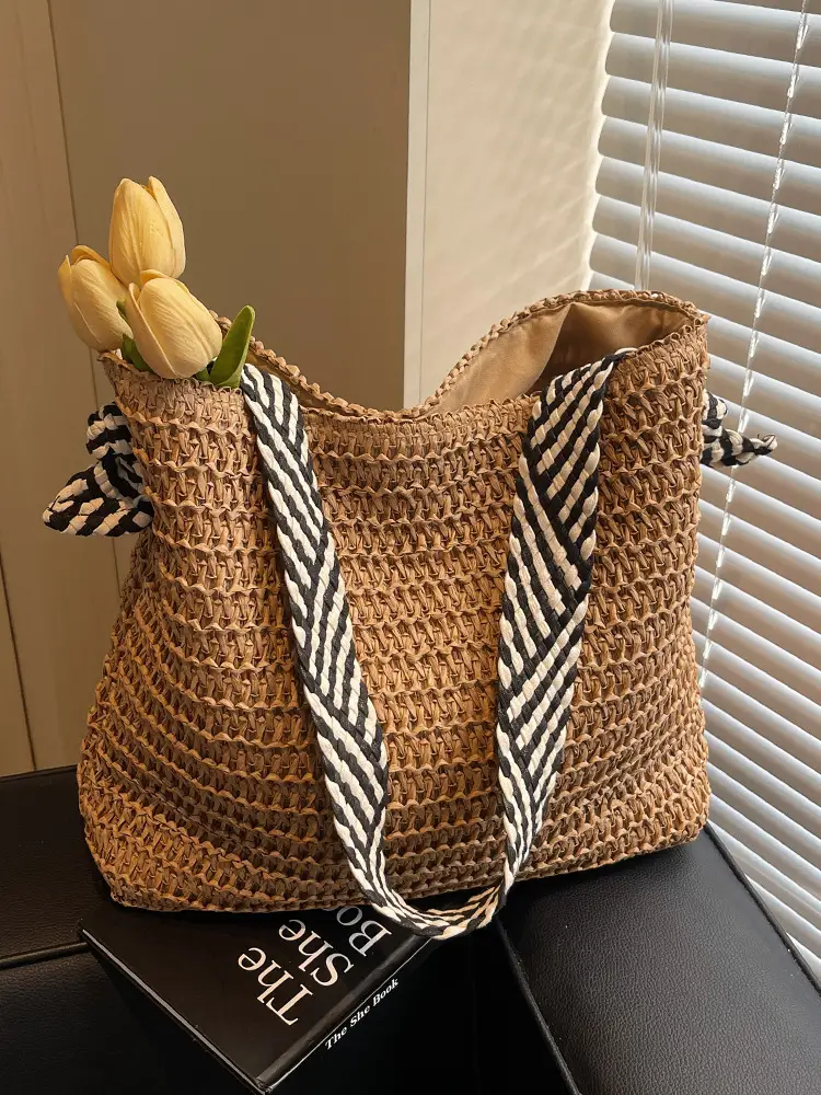2025 New Straw Tote Bag Women Beach Casual Large Capacity