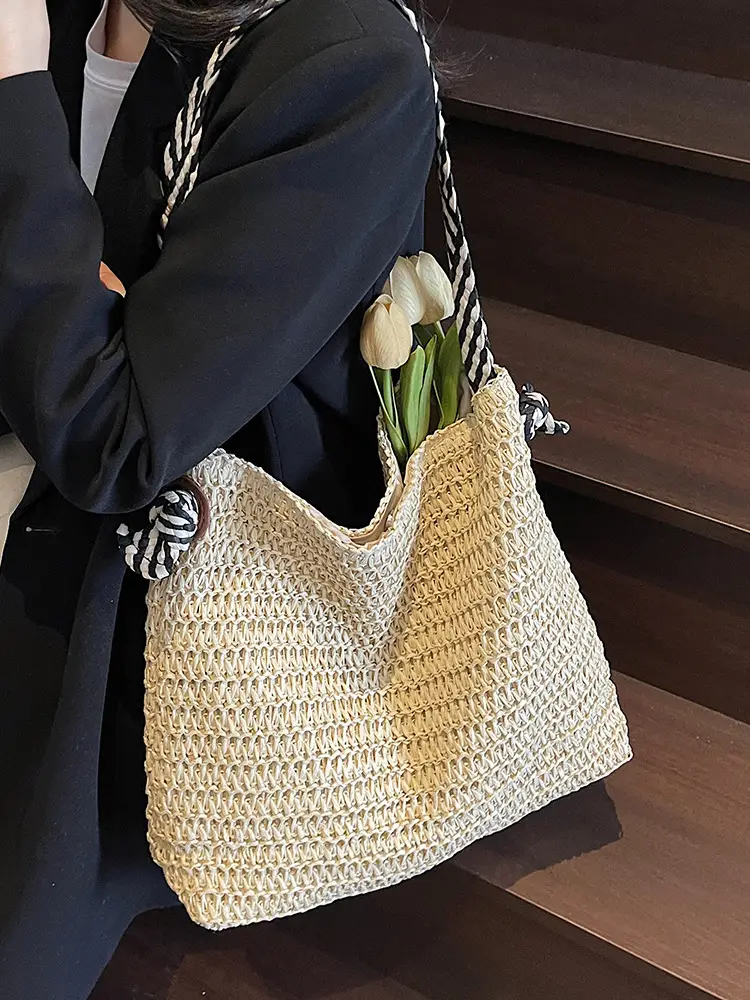 2025 New Straw Tote Bag Women Beach Casual Large Capacity