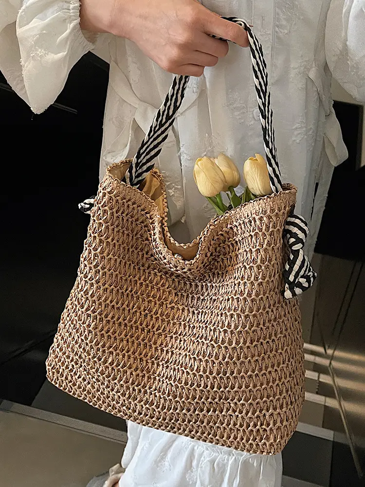 2025 New Straw Tote Bag Women Beach Casual Large Capacity