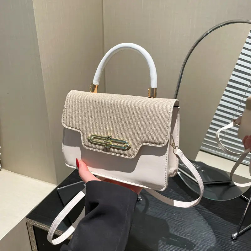 Light Blue Lock Buckle Crossbody Bag for Women - Image 7