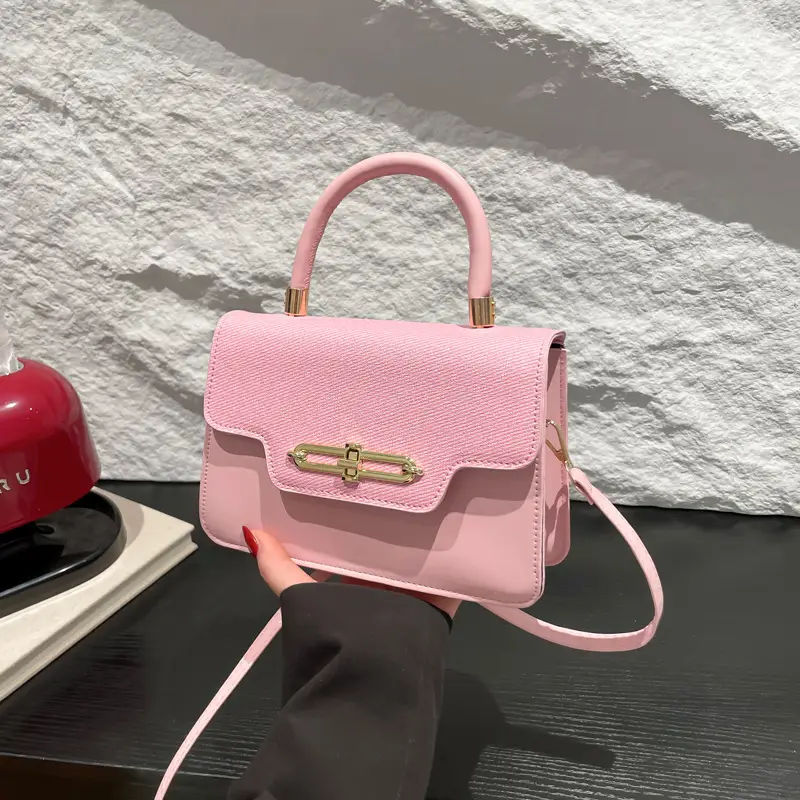 Light Blue Lock Buckle Crossbody Bag for Women - Image 8