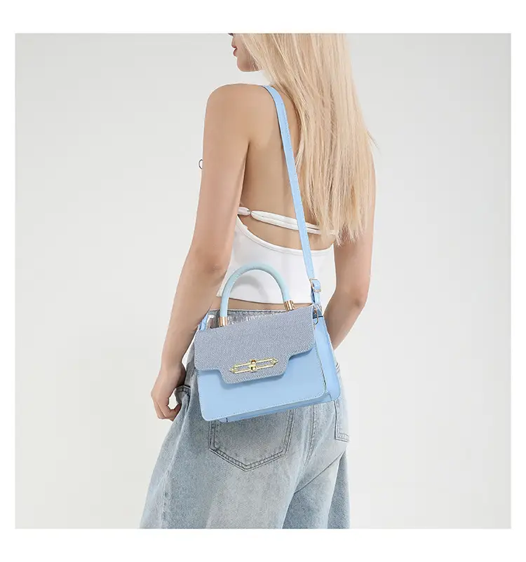 Light Blue Lock Buckle Crossbody Bag for Women — feature 9