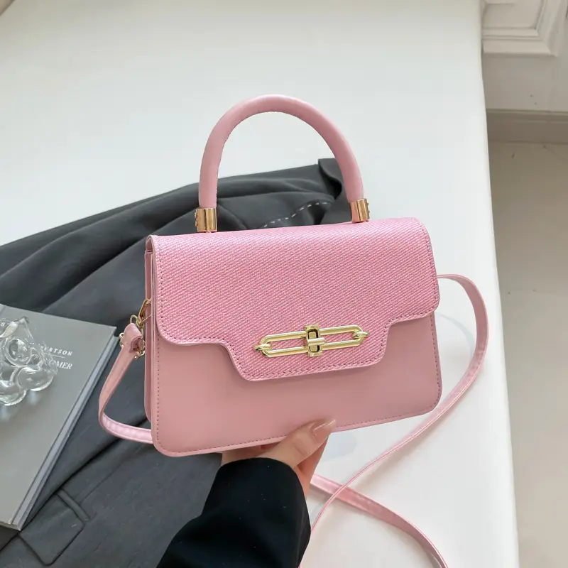 Light Blue Lock Buckle Crossbody Bag for Women - Image 3