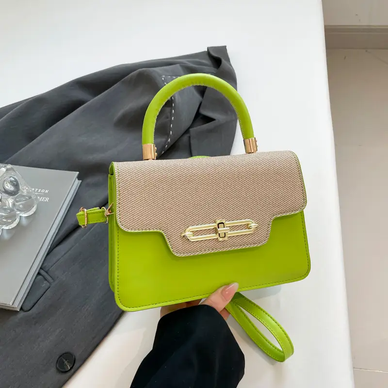 Light Blue Lock Buckle Crossbody Bag for Women - Image 4