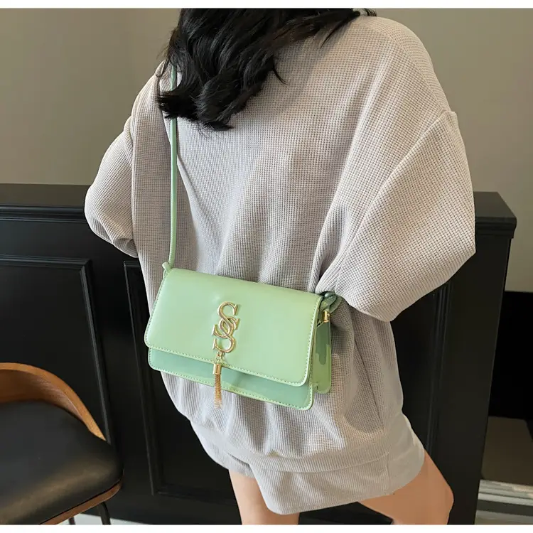 Women's Mint Green Shoulder Bag with Gold Logo — feature 29