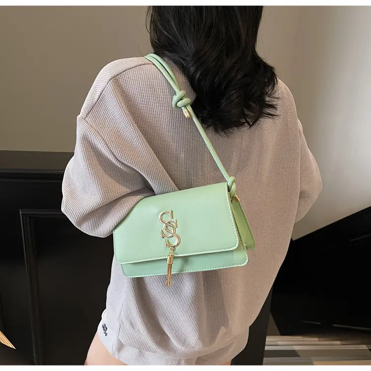 Women's Mint Green Shoulder Bag with Gold Logo — feature 30