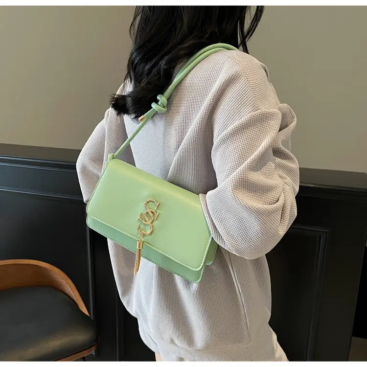 Women's Mint Green Shoulder Bag with Gold Logo — feature 32