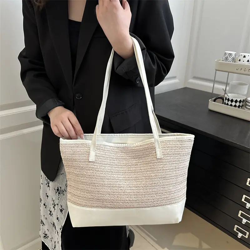 Women Straw Hand Tote Bag Black Large Capacity 2025 - Image 9