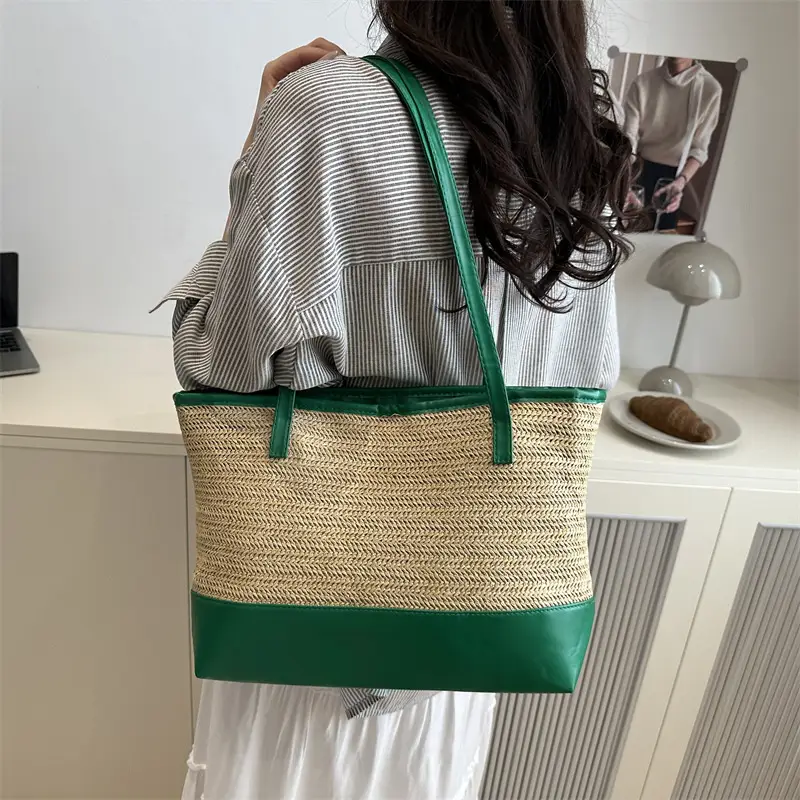 Women Straw Hand Tote Bag Black Large Capacity 2025 - Image 10