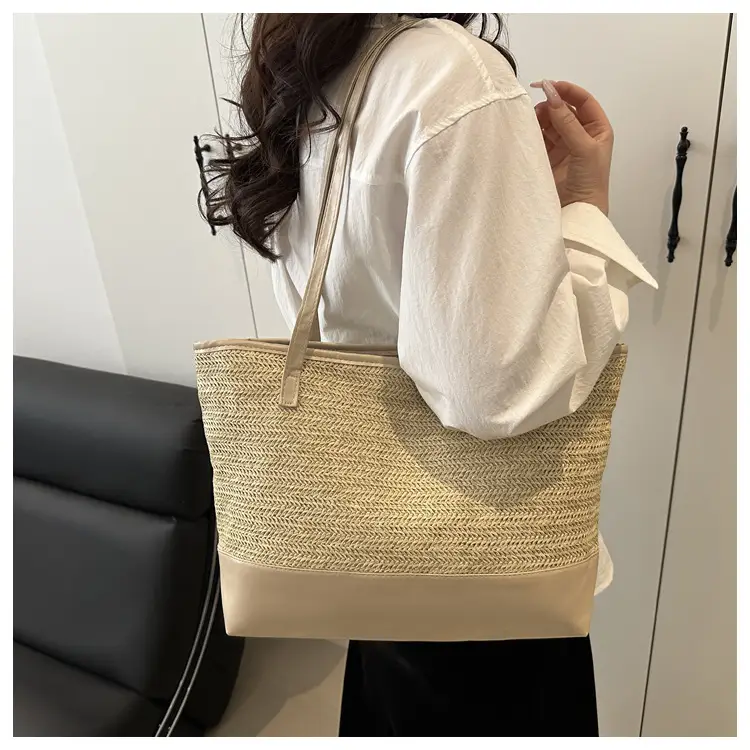 Women Straw Hand Tote Bag Black Large Capacity 2025 — feature 17