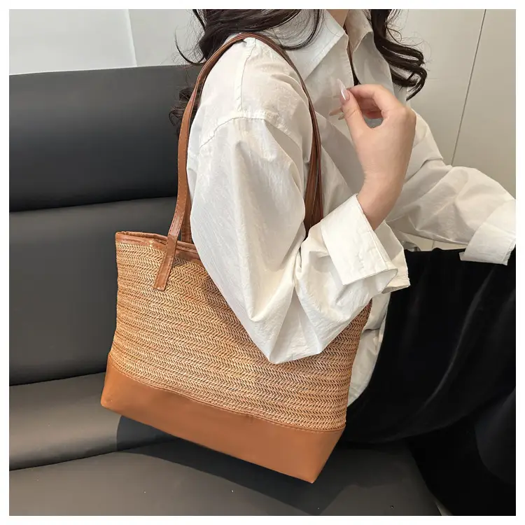 Women Straw Hand Tote Bag Black Large Capacity 2025 — feature 21