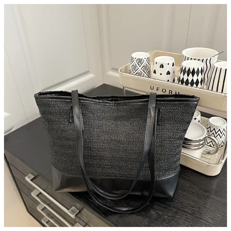 Women Straw Hand Tote Bag Black Large Capacity 2025 — feature 44