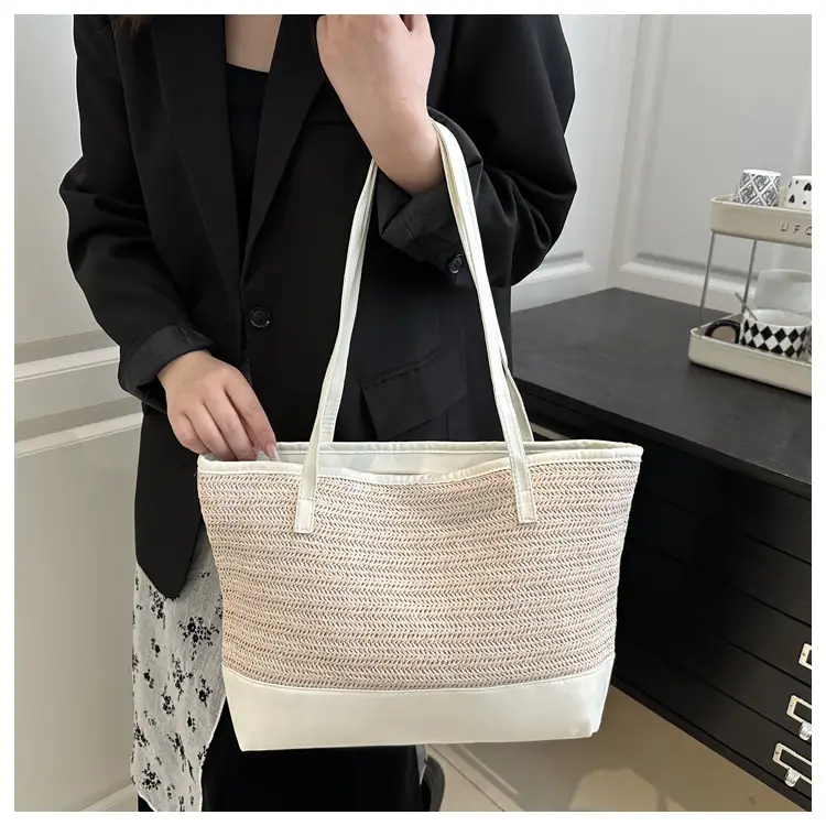 Women Straw Hand Tote Bag Black Large Capacity 2025 — feature 9