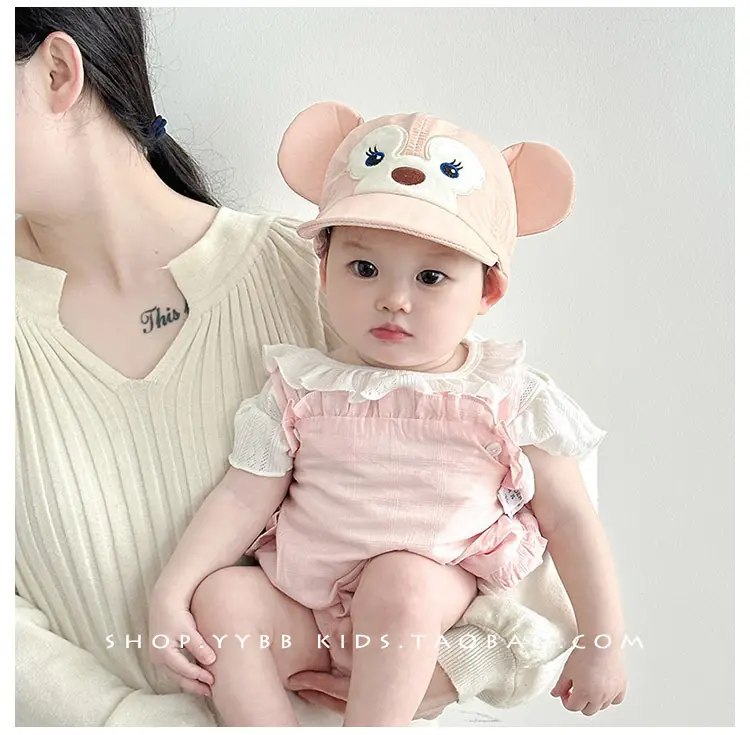 Baby Sun Hat Peaked Cap Soft Cotton Pink — feature 1