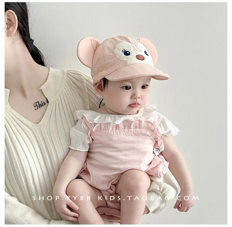 Baby Sun Hat Peaked Cap Soft Cotton Pink — feature 4