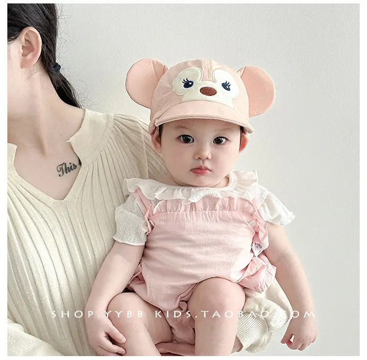 Baby Sun Hat Peaked Cap Soft Cotton Pink — feature 5