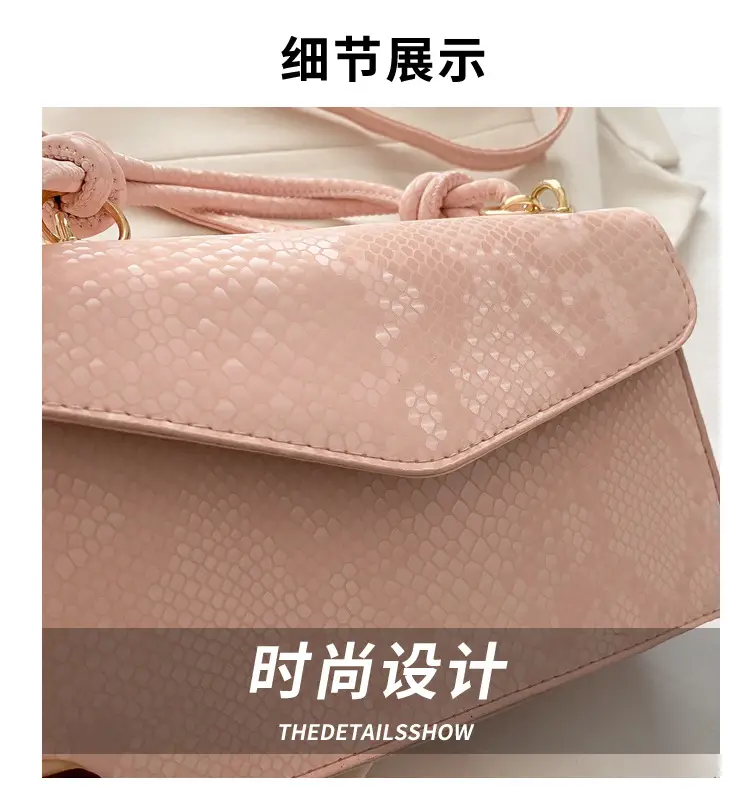 Pink Snake Pattern Crossbody Bag for Women — feature 3