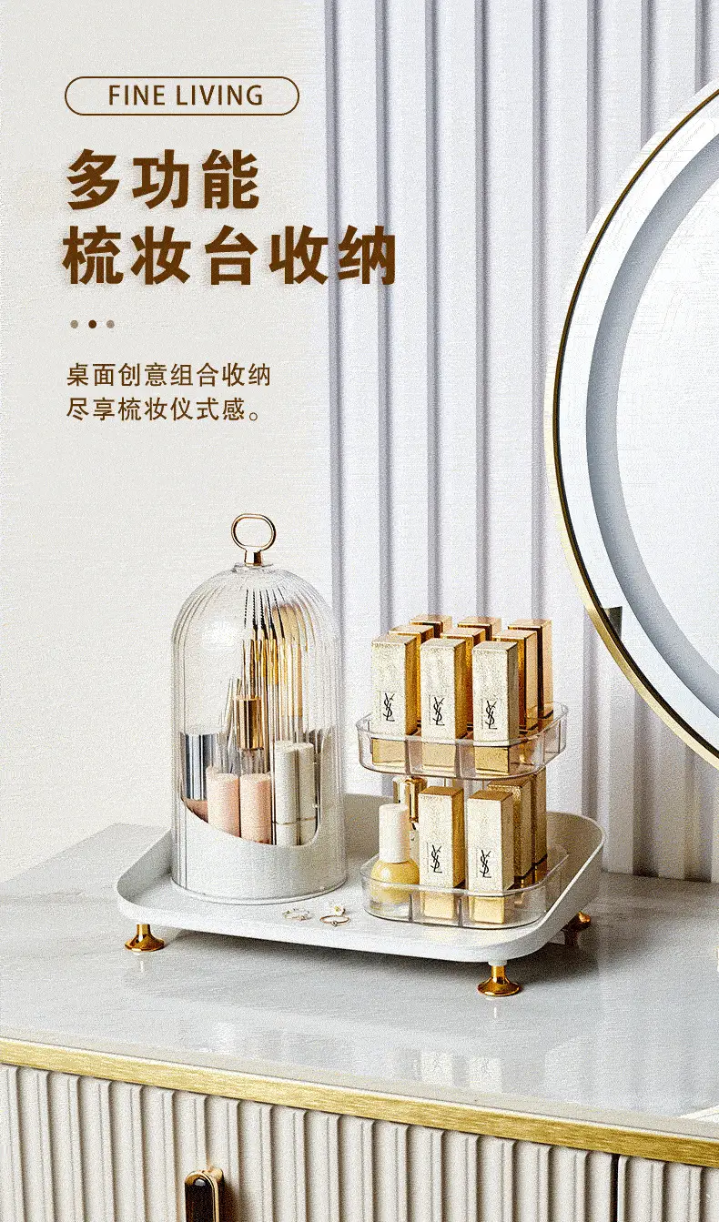 Transparent Rotatable Cosmetic Storage Box with Lid — feature 1