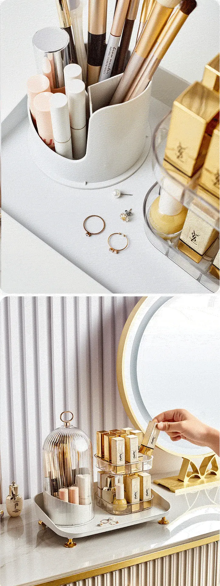 Transparent Rotatable Cosmetic Storage Box with Lid — feature 12