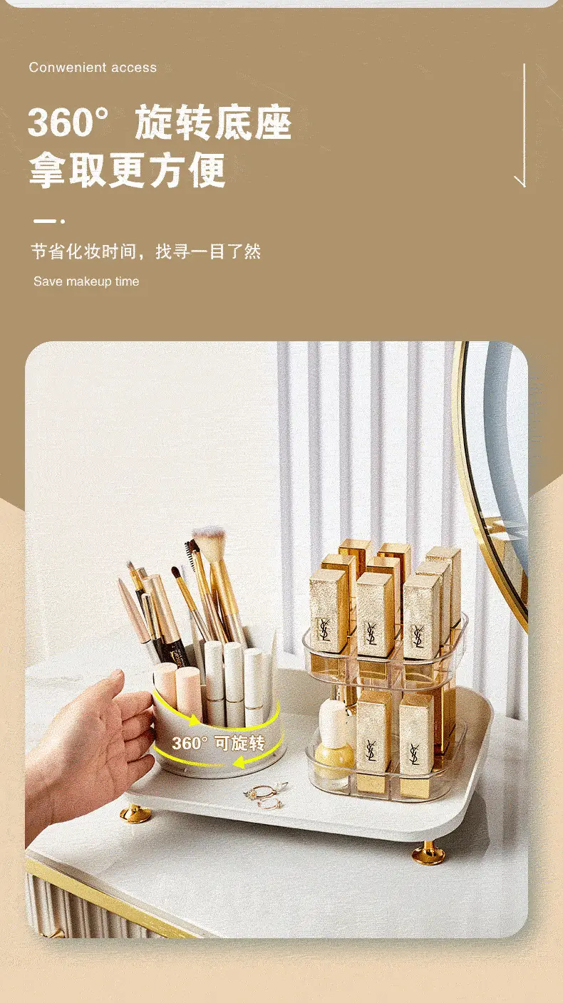 Transparent Rotatable Cosmetic Storage Box with Lid — feature 4