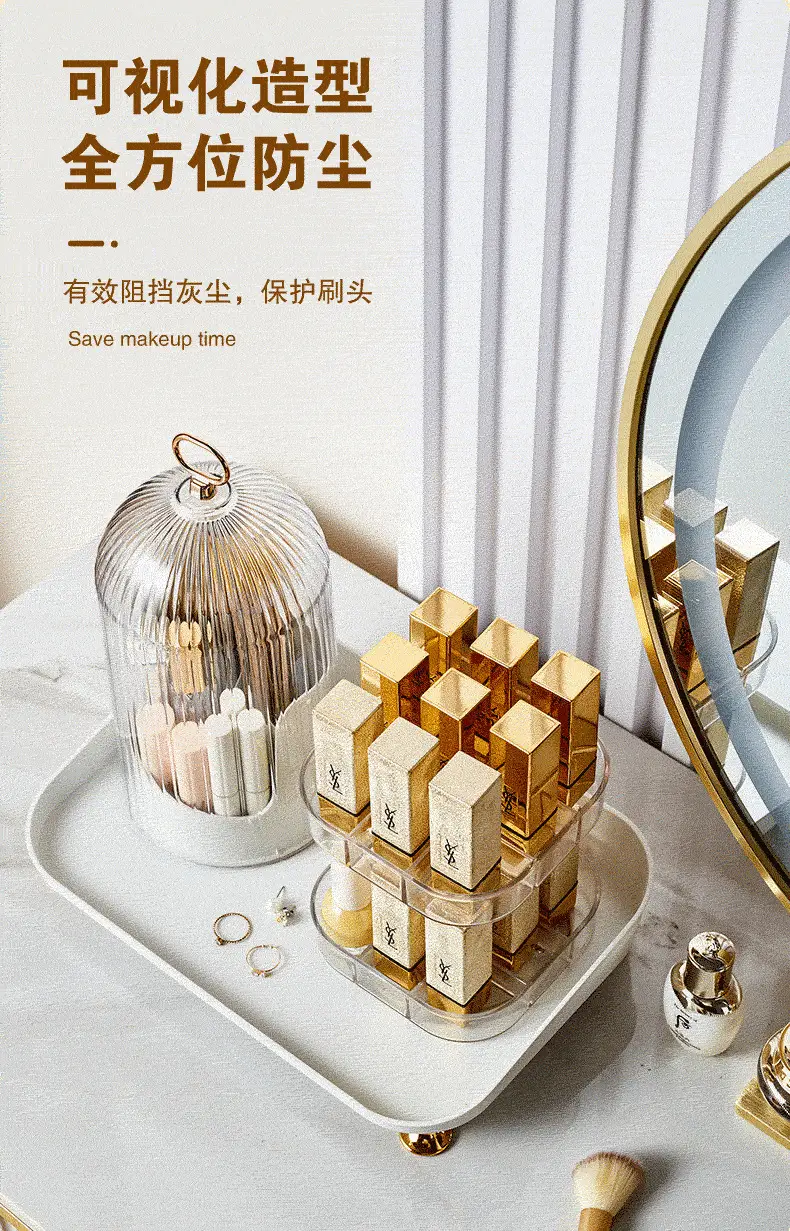 Transparent Rotatable Cosmetic Storage Box with Lid — feature 6