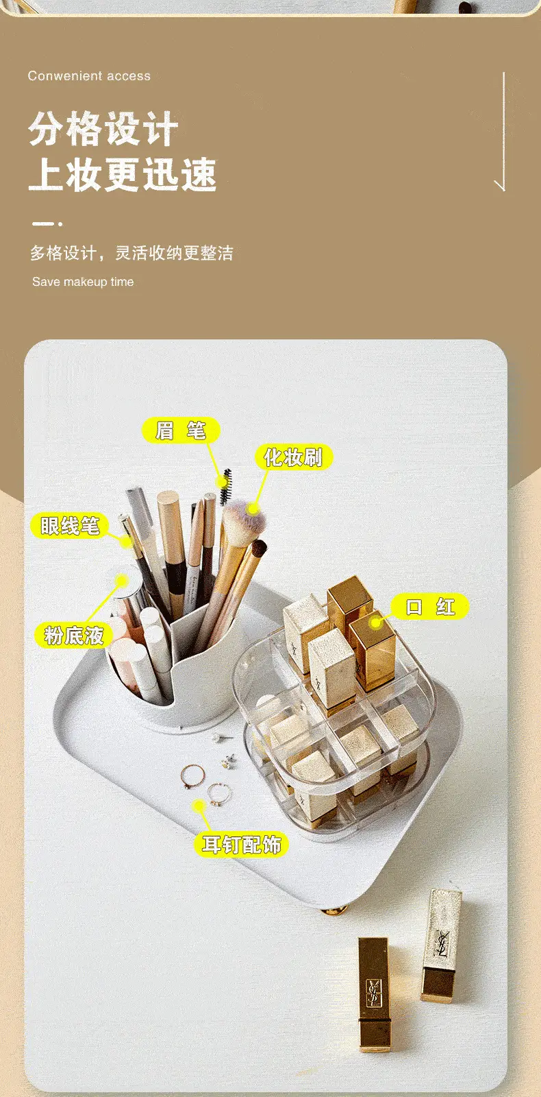 Transparent Rotatable Cosmetic Storage Box with Lid — feature 7