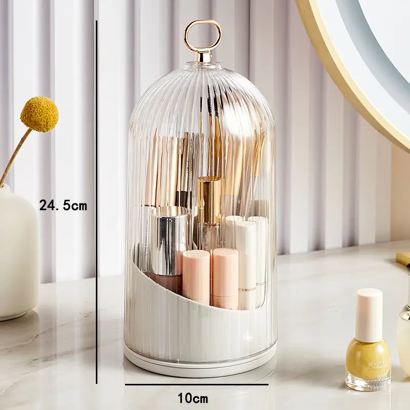 Transparent Rotatable Cosmetic Storage Box with Lid