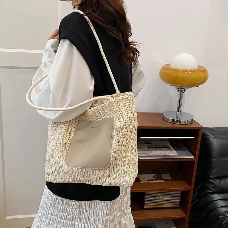 Women Casual Straw Tote Bag Large Capacity Lazy Style - Image 6