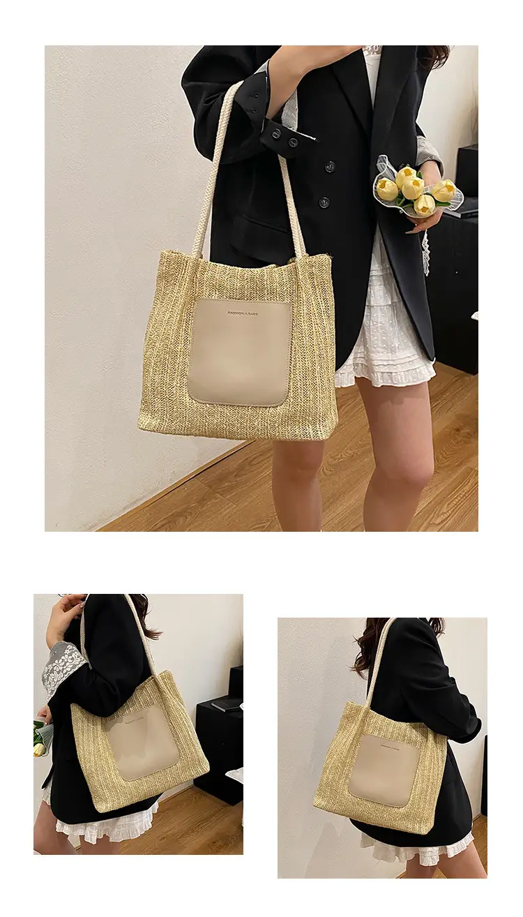 Women Casual Straw Tote Bag Large Capacity Lazy Style — feature 10
