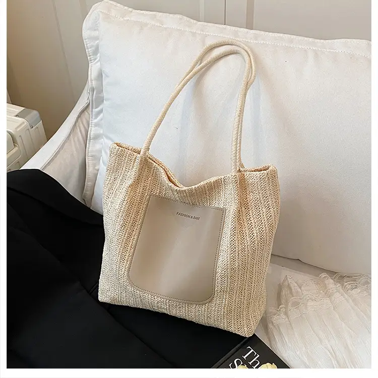 Women Casual Straw Tote Bag Large Capacity Lazy Style — feature 11