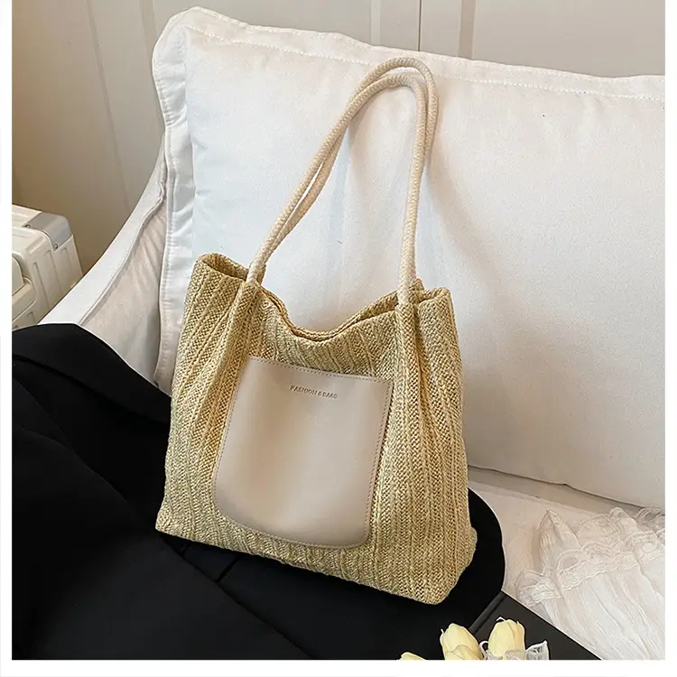 Women Casual Straw Tote Bag Large Capacity Lazy Style — feature 14