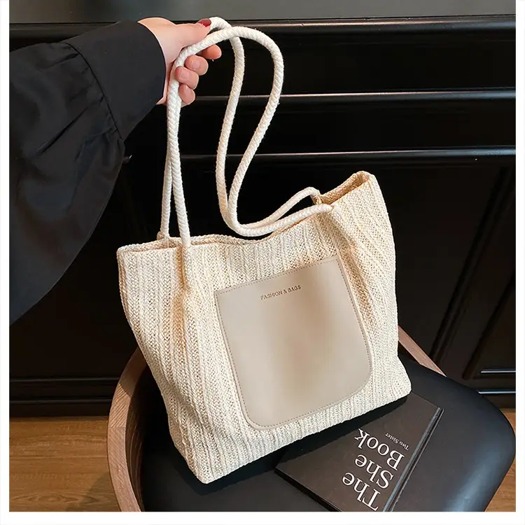 Women Casual Straw Tote Bag Large Capacity Lazy Style — feature 17