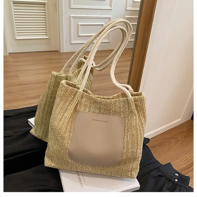 Women Casual Straw Tote Bag Large Capacity Lazy Style — feature 19