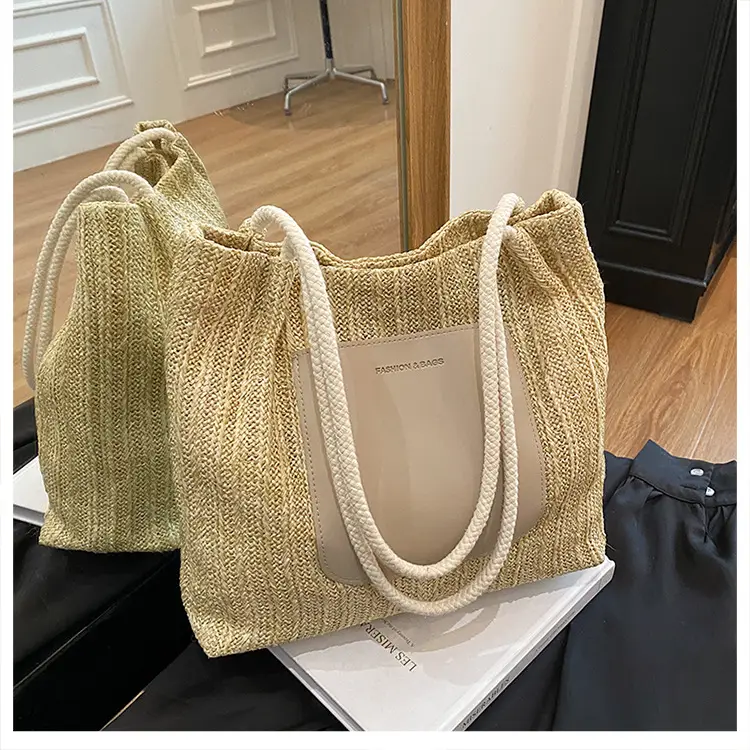 Women Casual Straw Tote Bag Large Capacity Lazy Style — feature 20