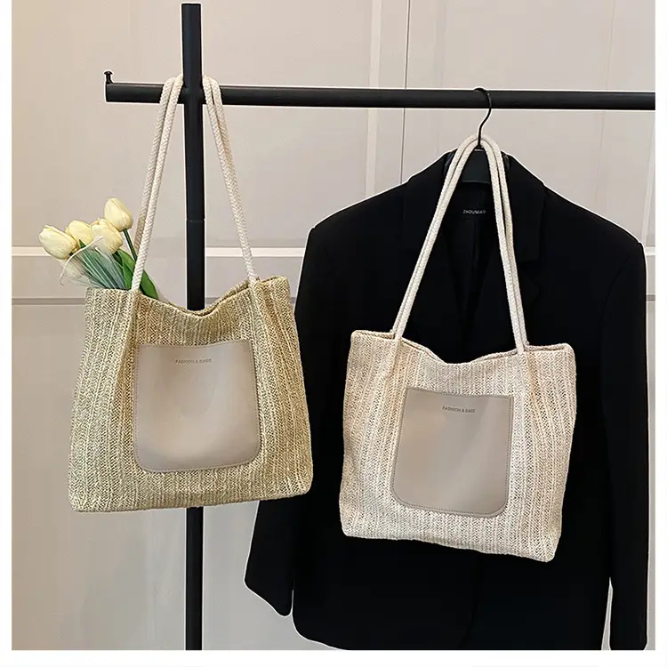 Women Casual Straw Tote Bag Large Capacity Lazy Style — feature 21
