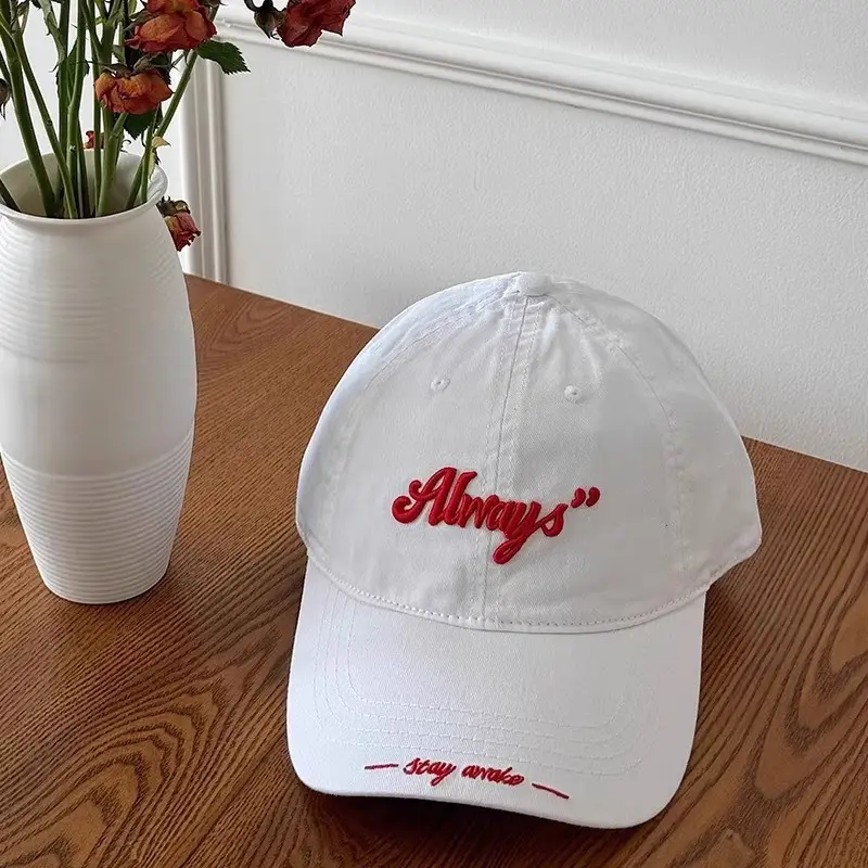 Always Embroidered Baseball Cap White Unisex - Image 2