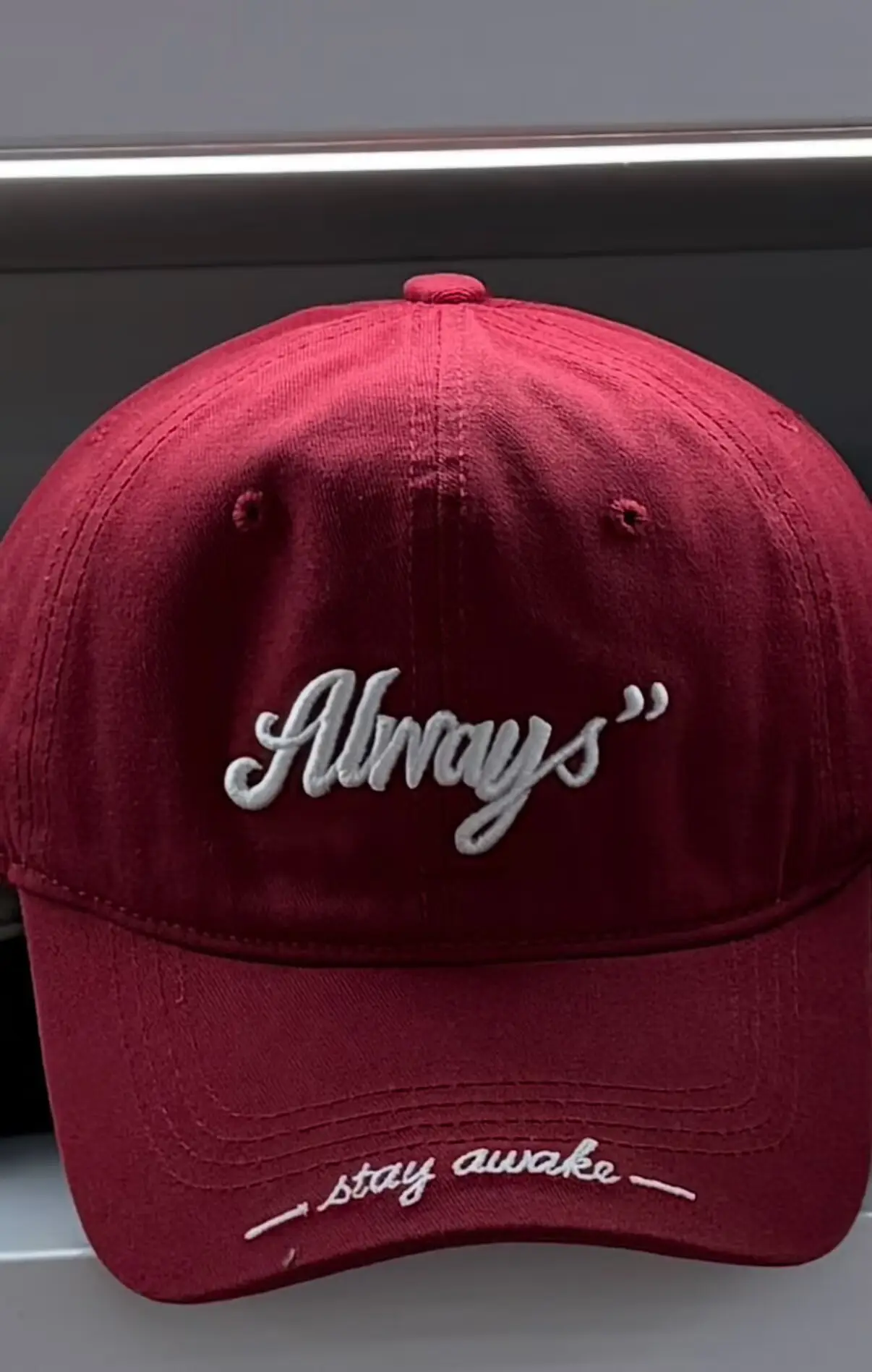Always Embroidered Baseball Cap White Unisex - Image 6