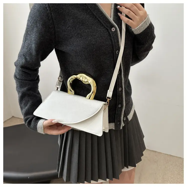 Women's Crossbody Bag Heart Design Beige Leather — feature 10