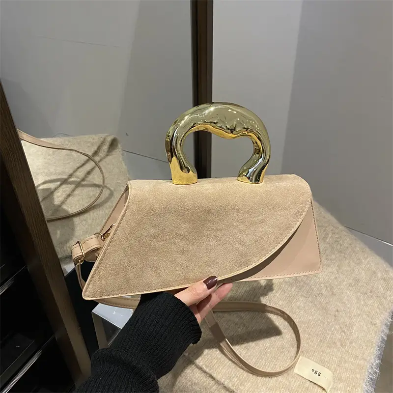Women's Crossbody Bag Heart Design Beige Leather - Image 2