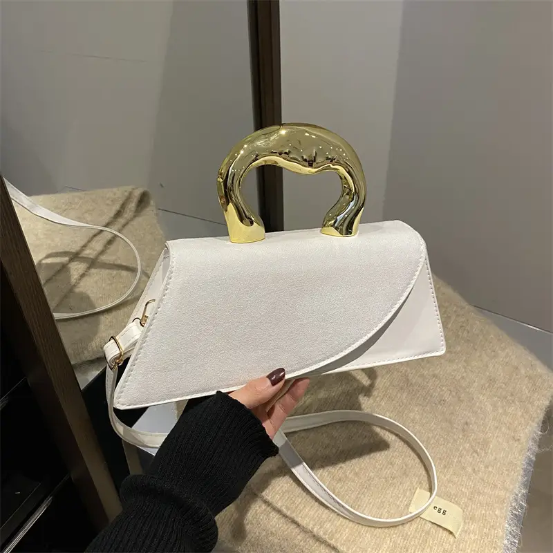Women's Crossbody Bag Heart Design Beige Leather - Image 3