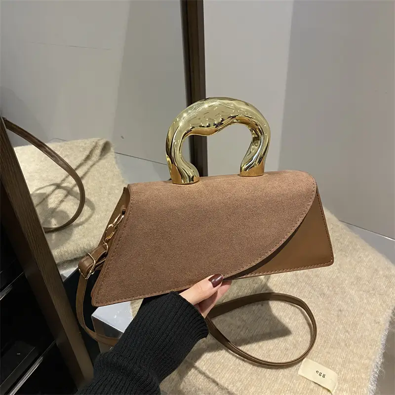 Women's Crossbody Bag Heart Design Beige Leather - Image 5