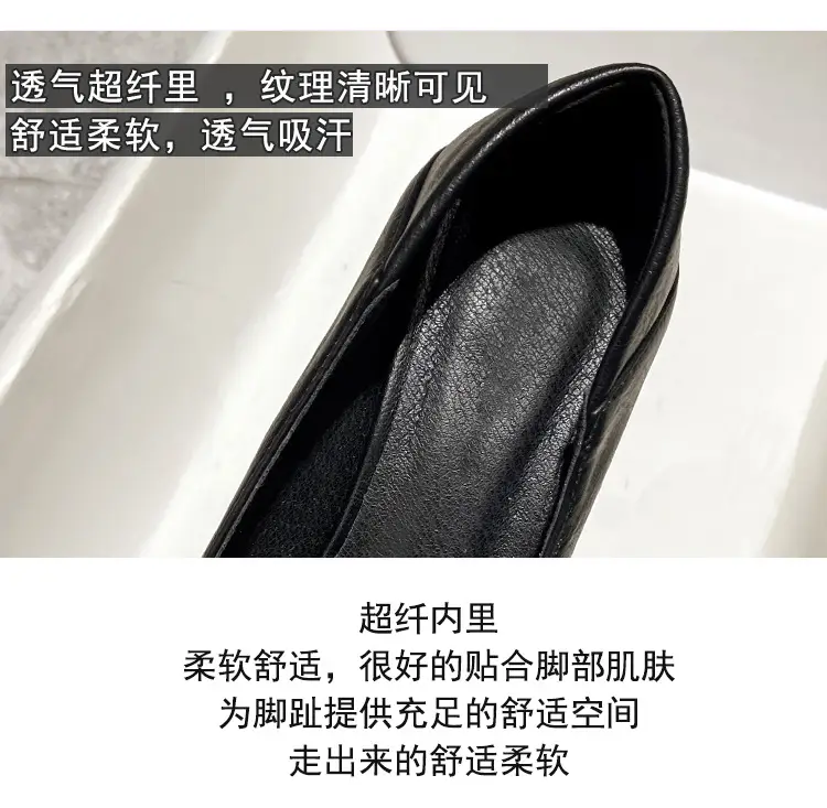 2026 Spring and Autumn New Fashionable High Heels for Women, Thin Heels, Lightweight, Square Buckle, French Style, Comfortable Pointed Toe Single Shoes for Women — feature 9
