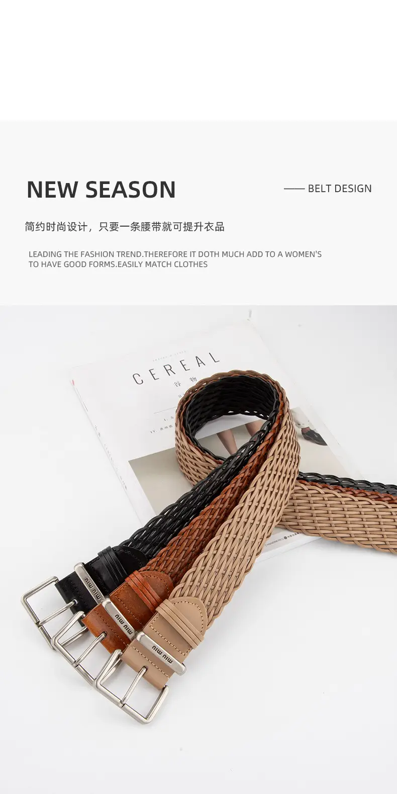 Women Cross-Brown Braided Belt for Women — feature 4