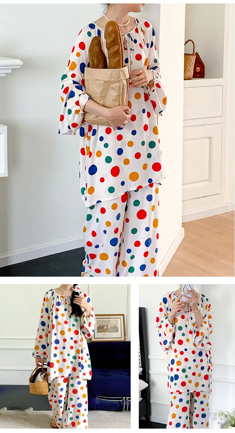 Summer New Long Sleeve Cotton Silk Pajamas Women's Spring and Autumn Loose plus size Cotton Silk Home Clothes suit Chinese Style Thin Style — feature 18