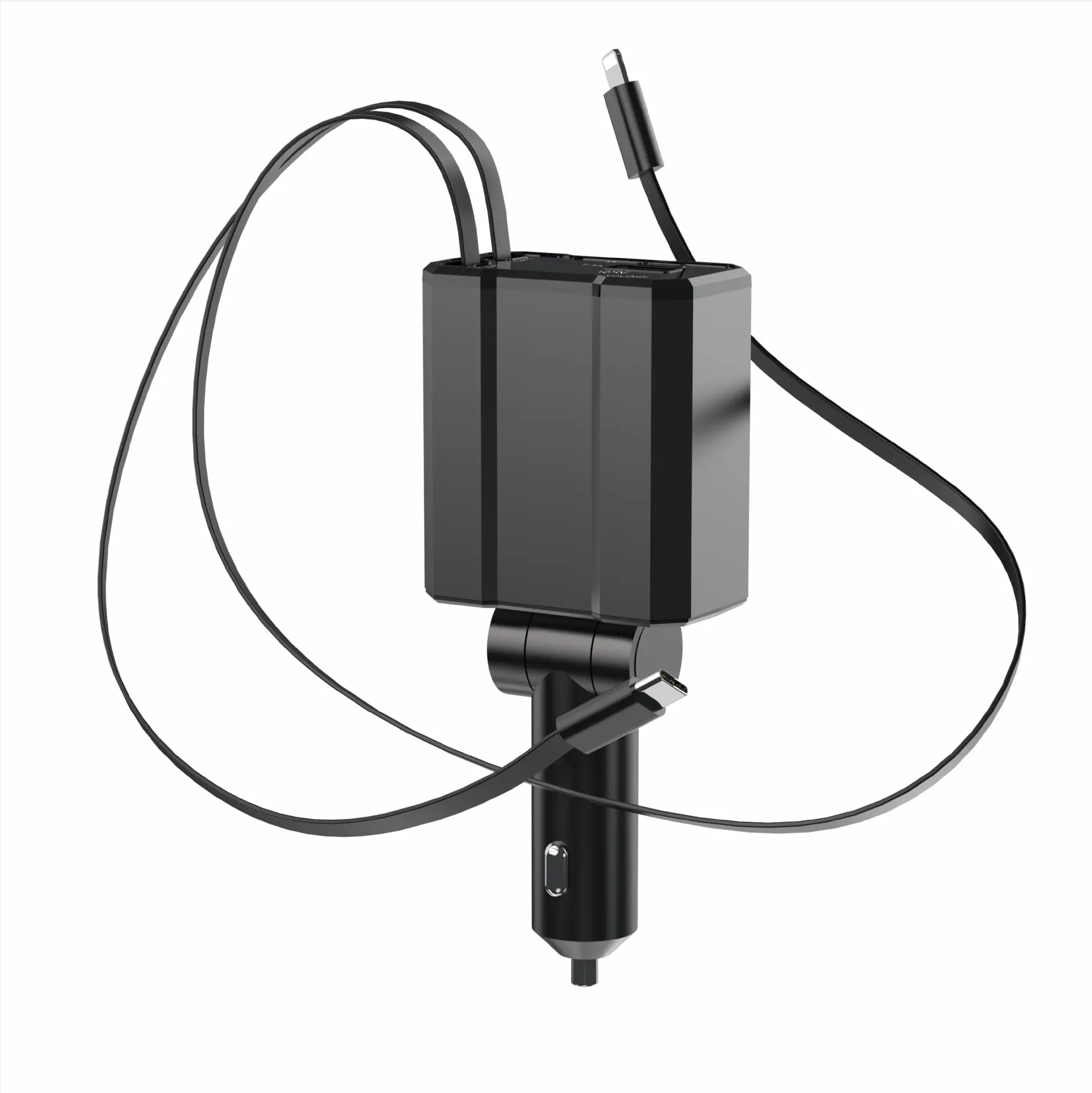 Telescopic Car Charger 1-4 Car Use Black - Image 3
