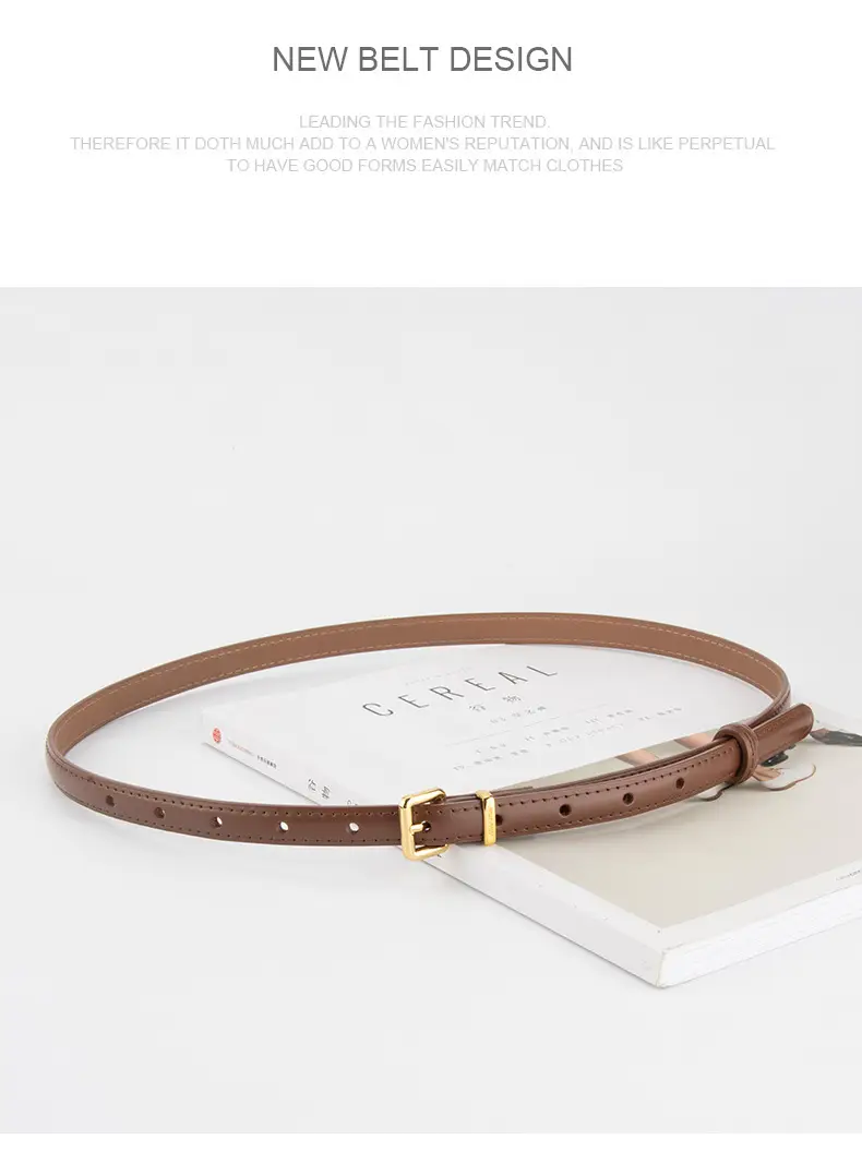Black Genuine Leather Fashion Thin Belt for Women — feature 11