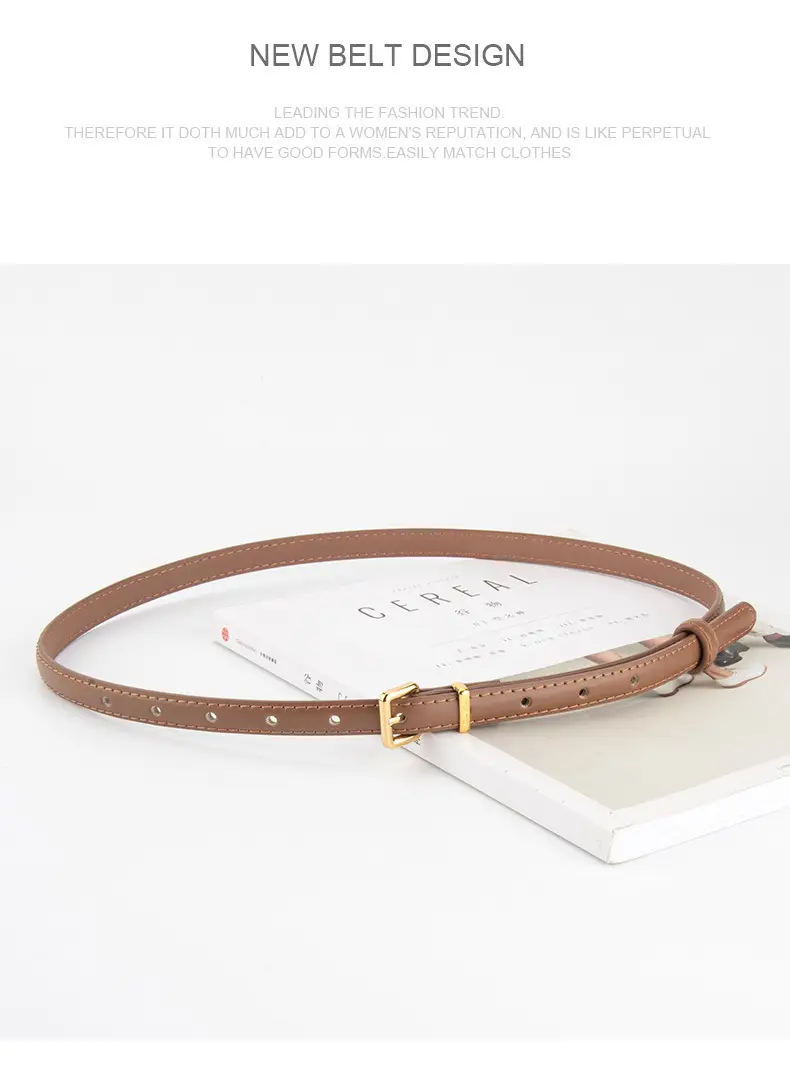 Black Genuine Leather Fashion Thin Belt for Women — feature 13