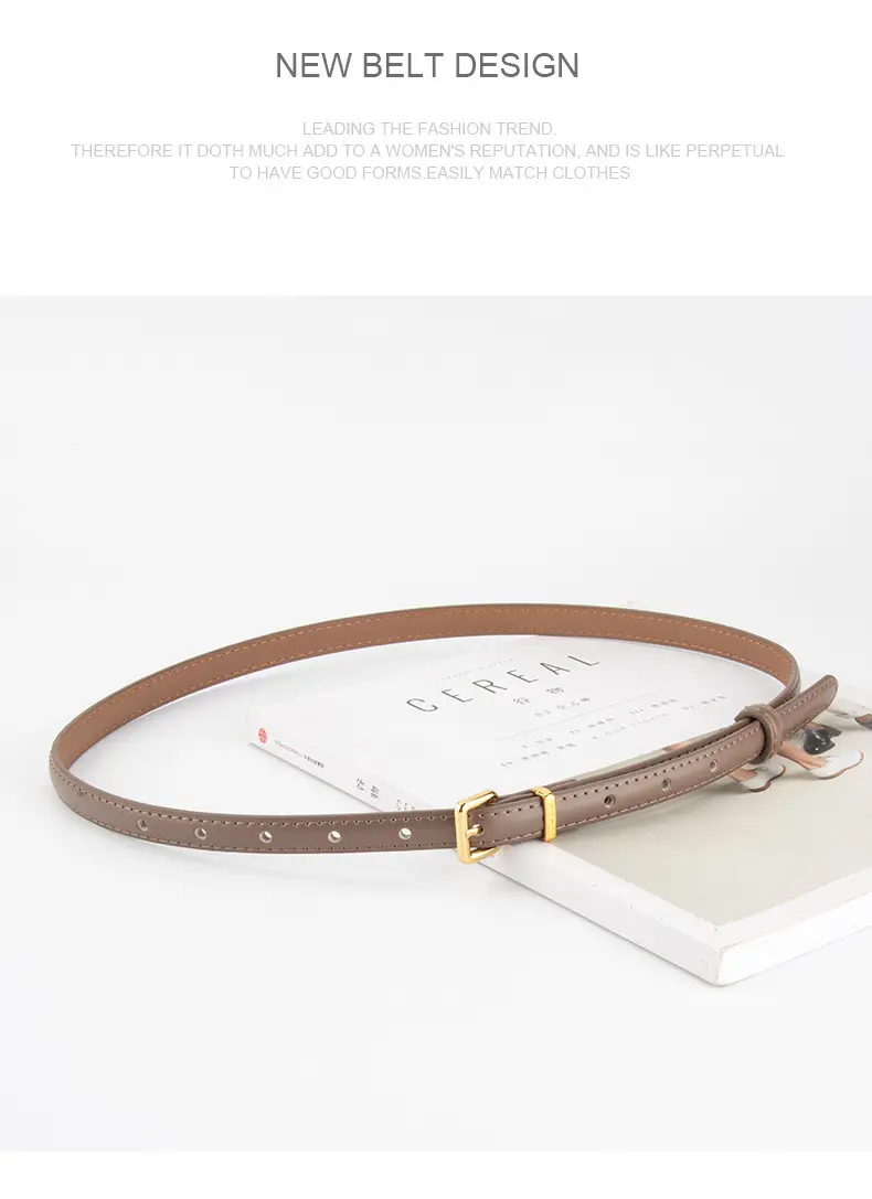 Black Genuine Leather Fashion Thin Belt for Women — feature 14