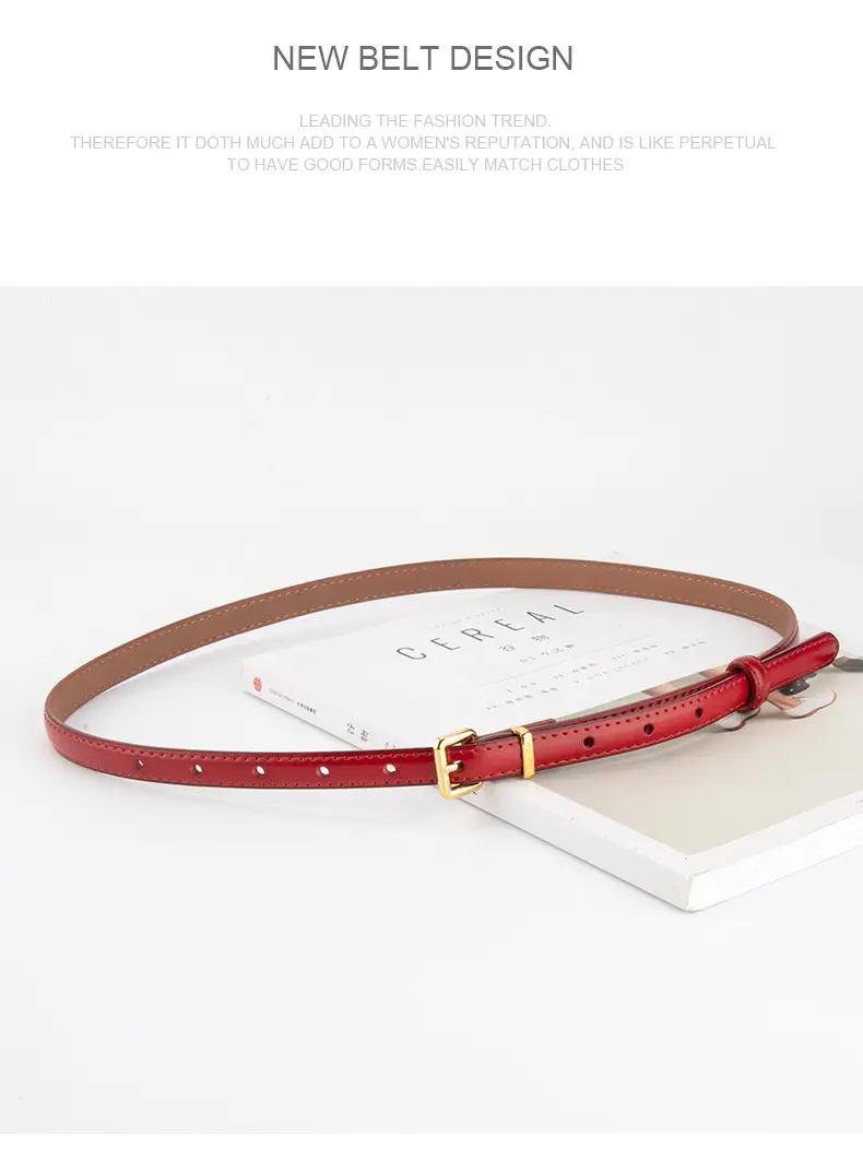 Black Genuine Leather Fashion Thin Belt for Women — feature 15